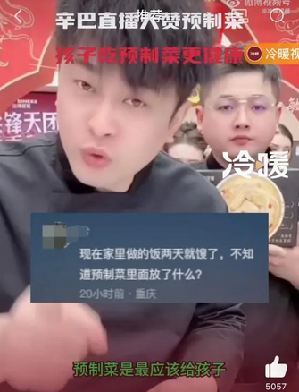 网红辛巴提倡“孩子吃预制菜”引争论